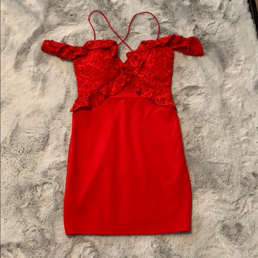 Red Mini Lace Strappy Dress size small